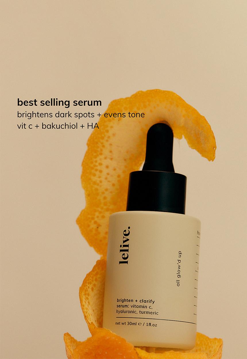 lelive. -   All Glow'd up  Brighten + Clarify Serum