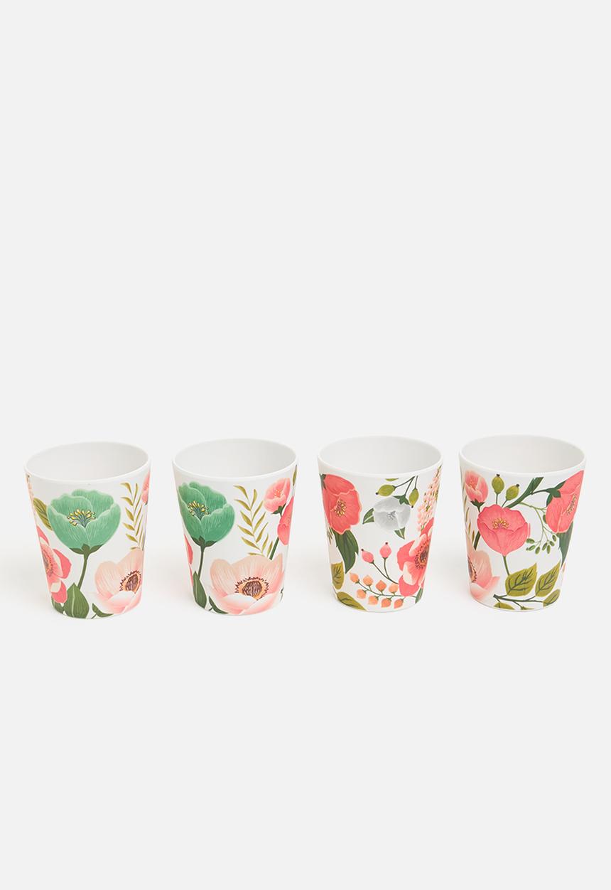 Excellent Houseware - Rosy outdoor mug set of 4 - multi