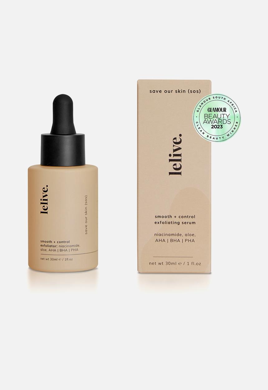 lelive. - save our skin (sos) - smooth + control exfoliating serum