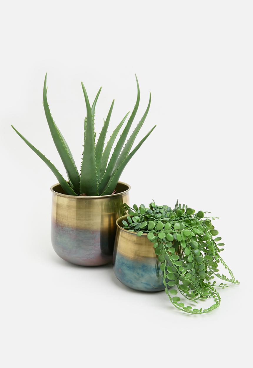H&S - Brassed planter set of 2 - gold