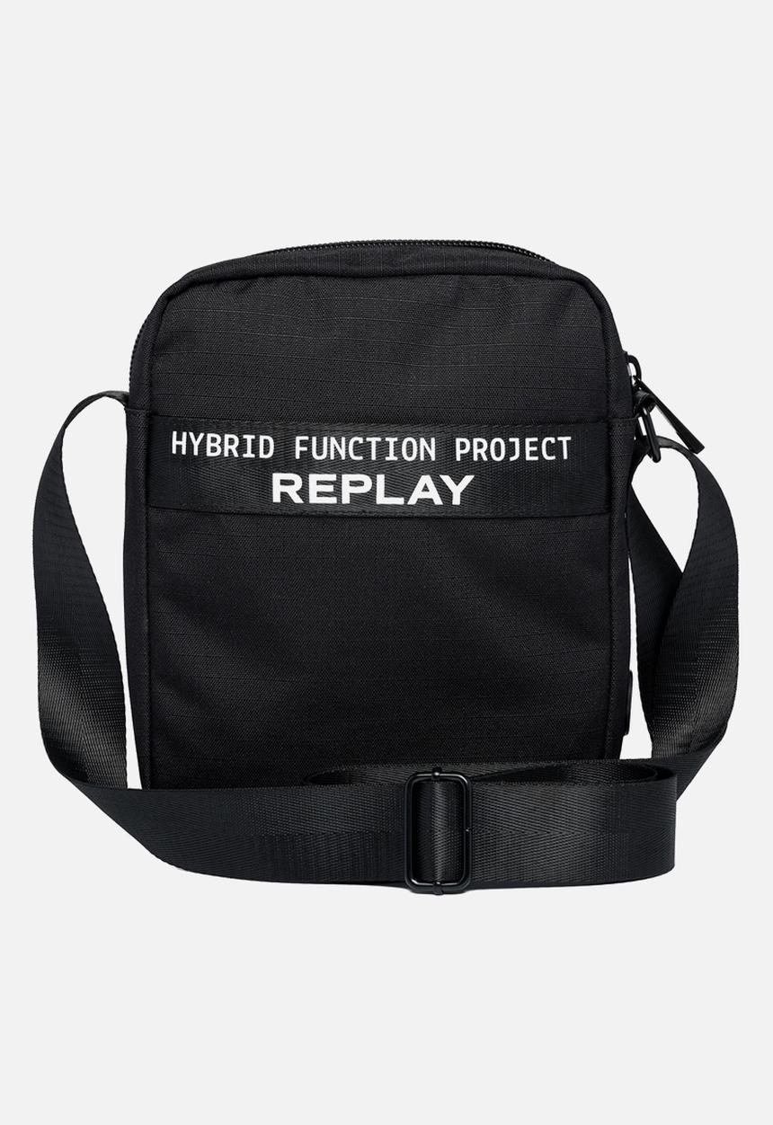 Replay - Polyester ripstop + waxed poly ripstop bag - black