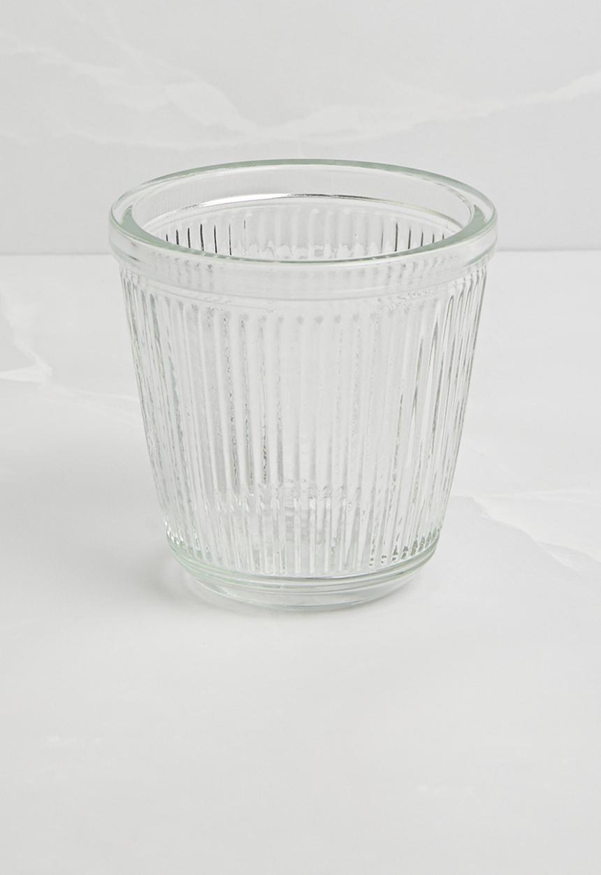 Excellent Houseware - Ribbed crafe and drinking glass set - clear