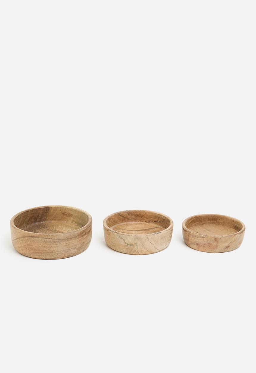 Excellent Houseware - Muddy mini wooden bowl set of 3 - natural