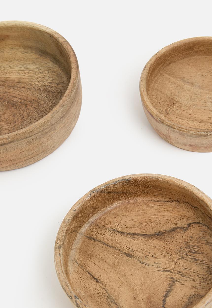 Excellent Houseware - Muddy mini wooden bowl set of 3 - natural