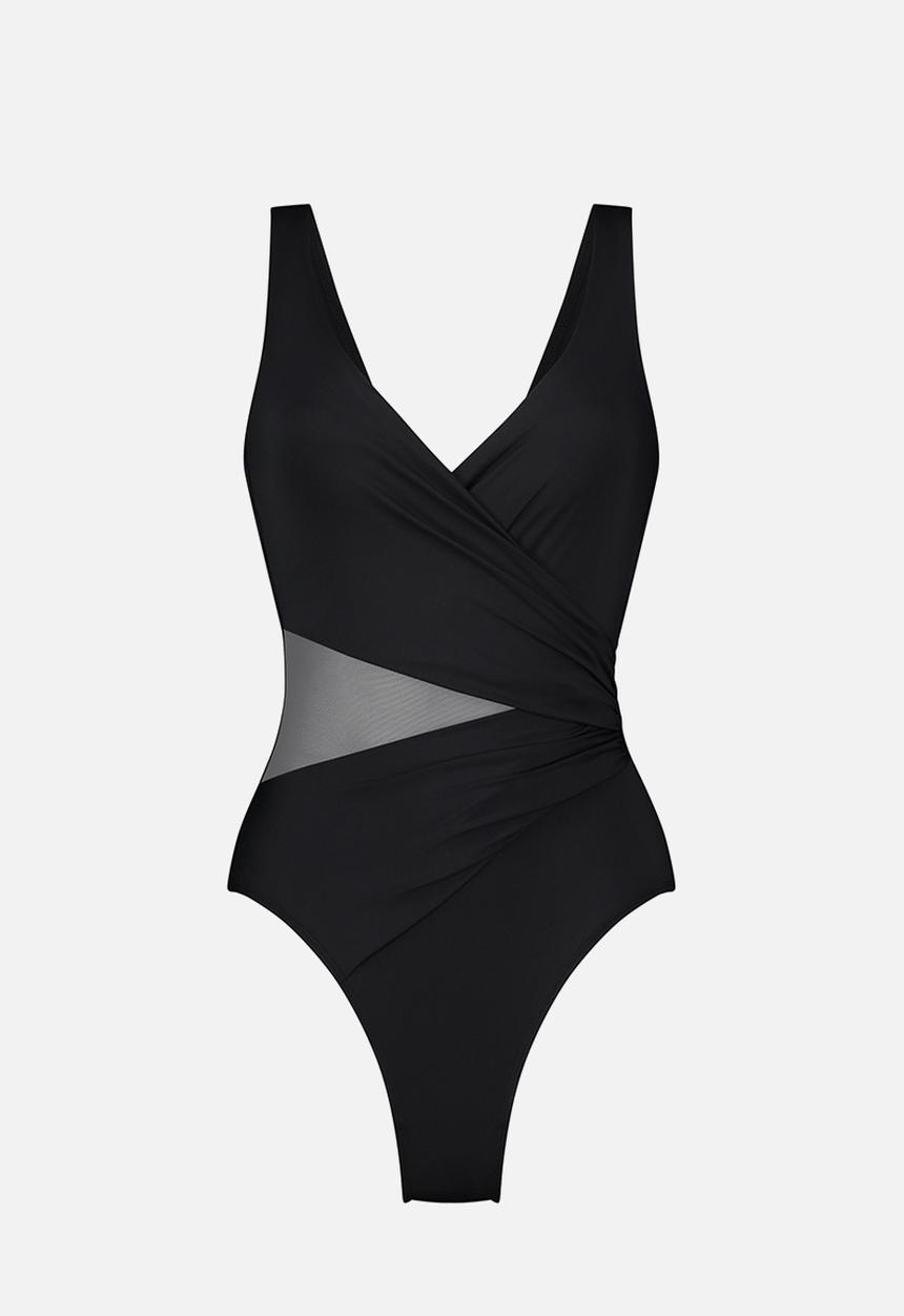 Hunkemoller - Shell mesh shaping swimsuit - nero