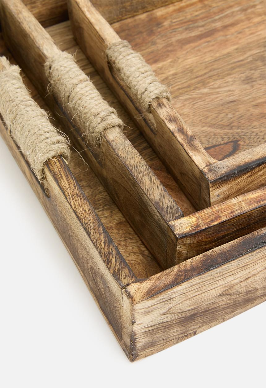 Excellent Houseware - Mango serving tray set of 3 - natural
