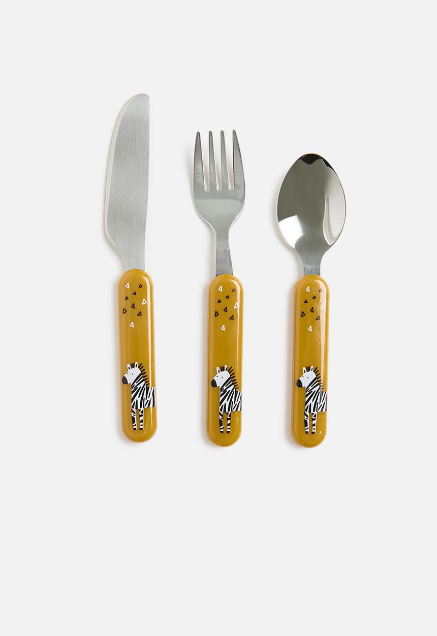 Excellent Houseware - Zebra cutlery set of 3 - mustard