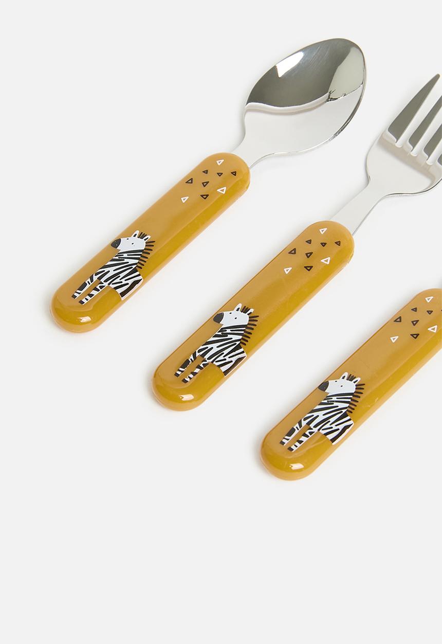 Excellent Houseware - Zebra cutlery set of 3 - mustard