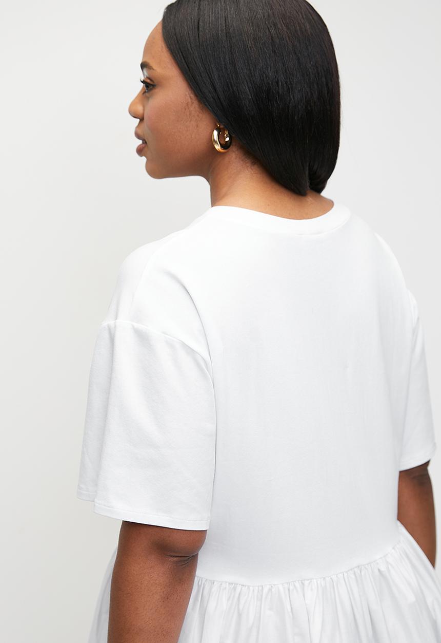 Superbalist - Asym hem T-shirt combo dress - white
