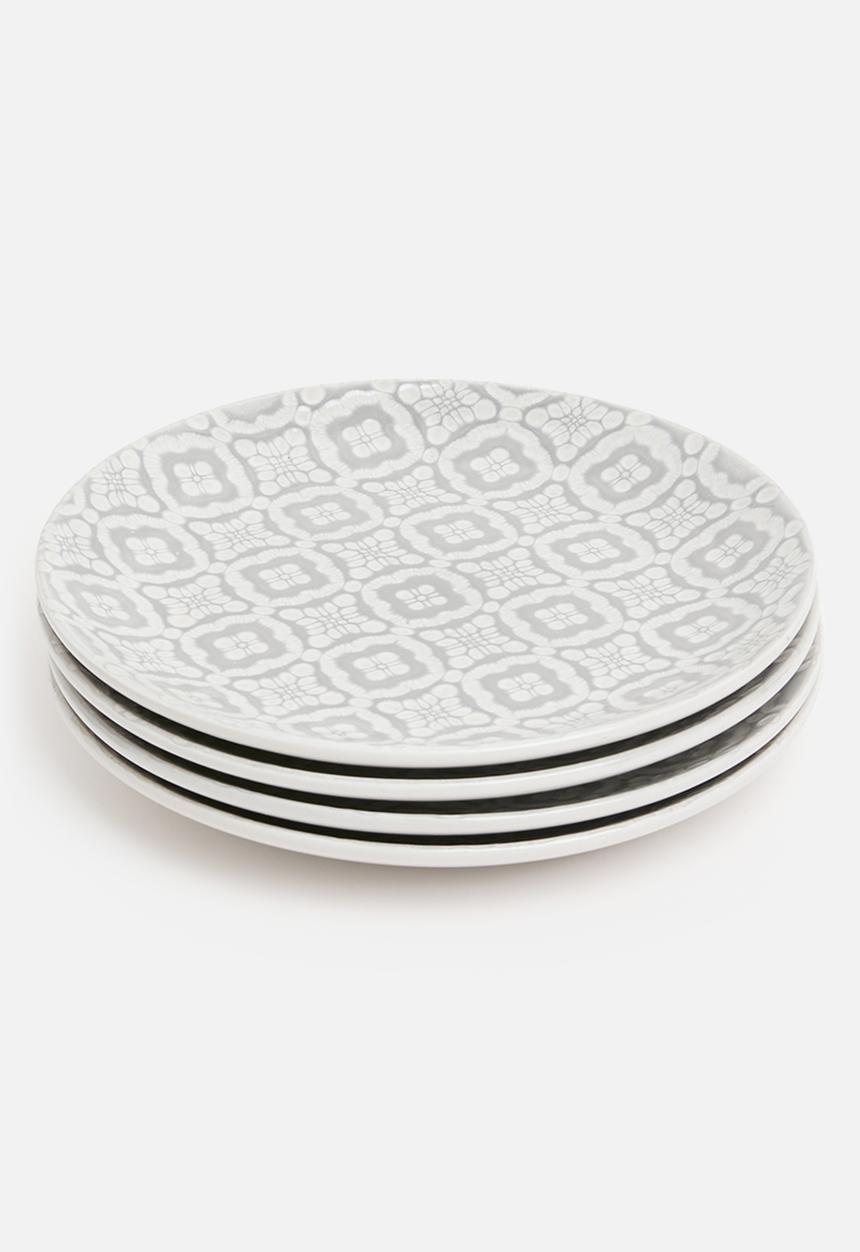 Sixth Floor - Loco dinner plate set of 4 - Grey