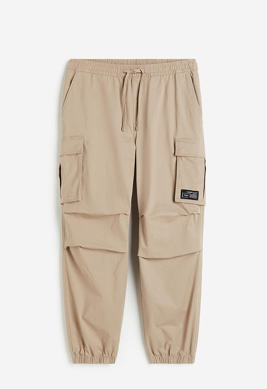 H&M - Relaxed fit cotton cargo joggers - beige