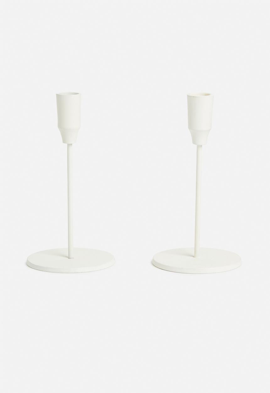 H&S - Elli dinner candle holder set of 2 - creme