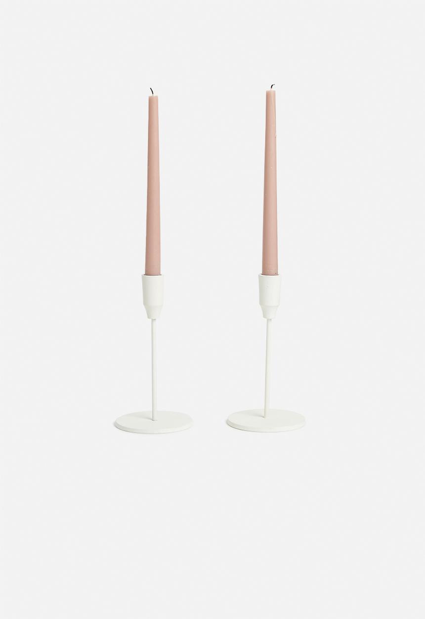 H&S - Elli dinner candle holder set of 2 - creme