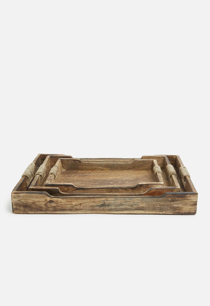 Excellent Houseware - Mango serving tray set of 3 - natural