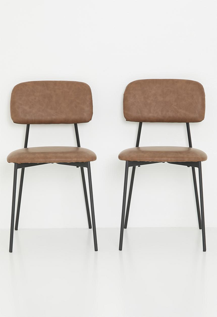 Sixth Floor - Weston pu dining  chair set of 2-Tan