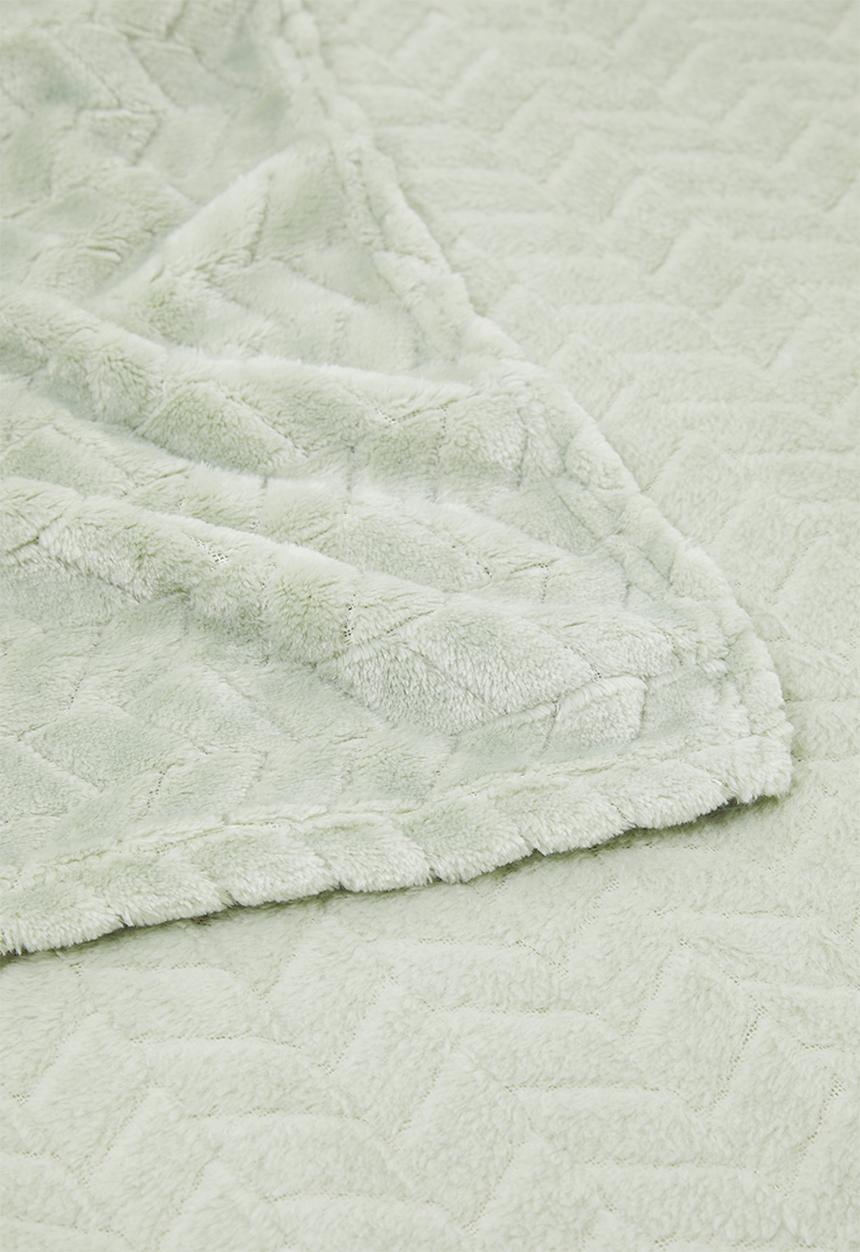 Sixth Floor - Herringbone Plush Fleece Throw - Sage