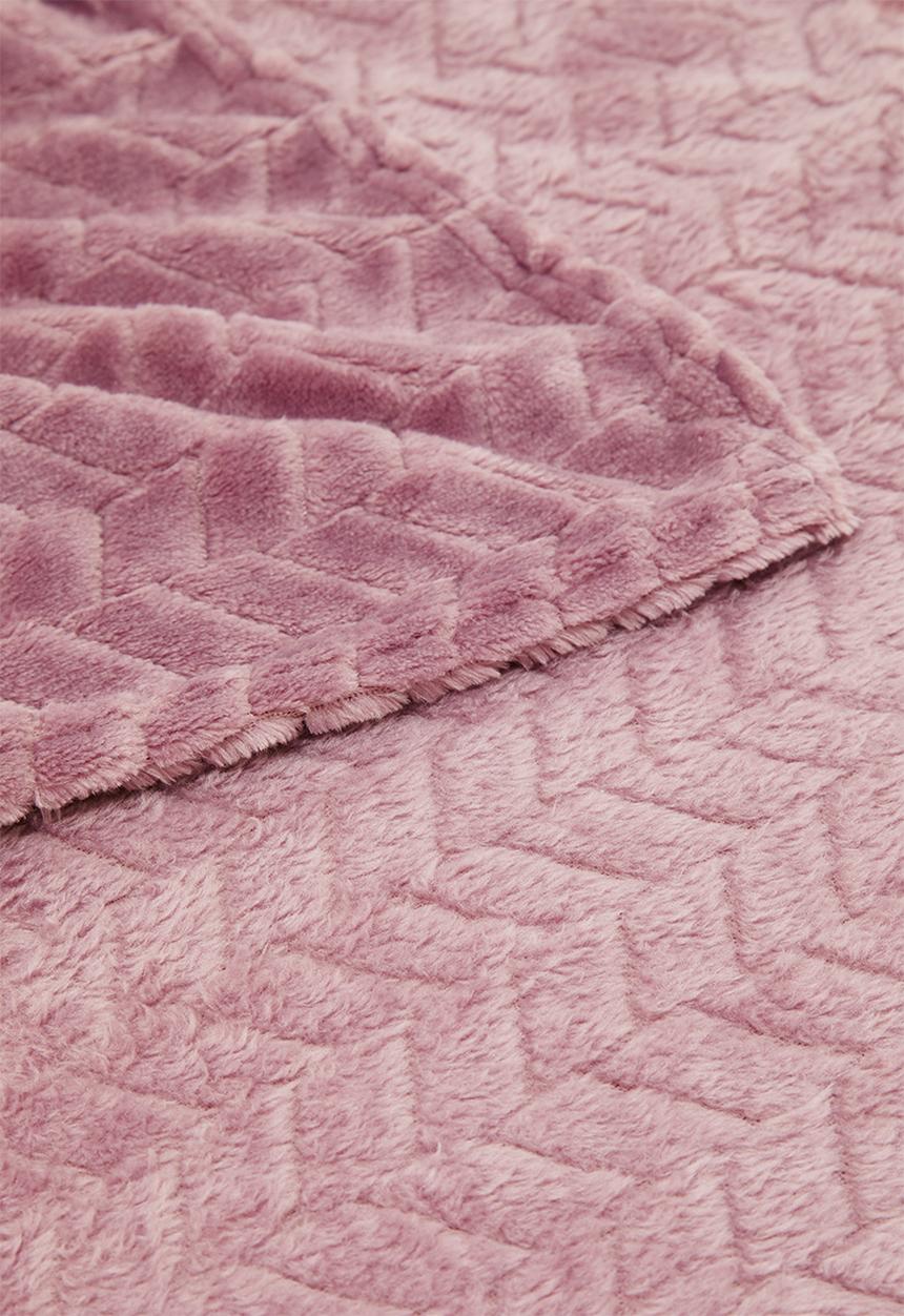 Sixth Floor - Herringbone Plush Fleece Throw - Dusty Pink