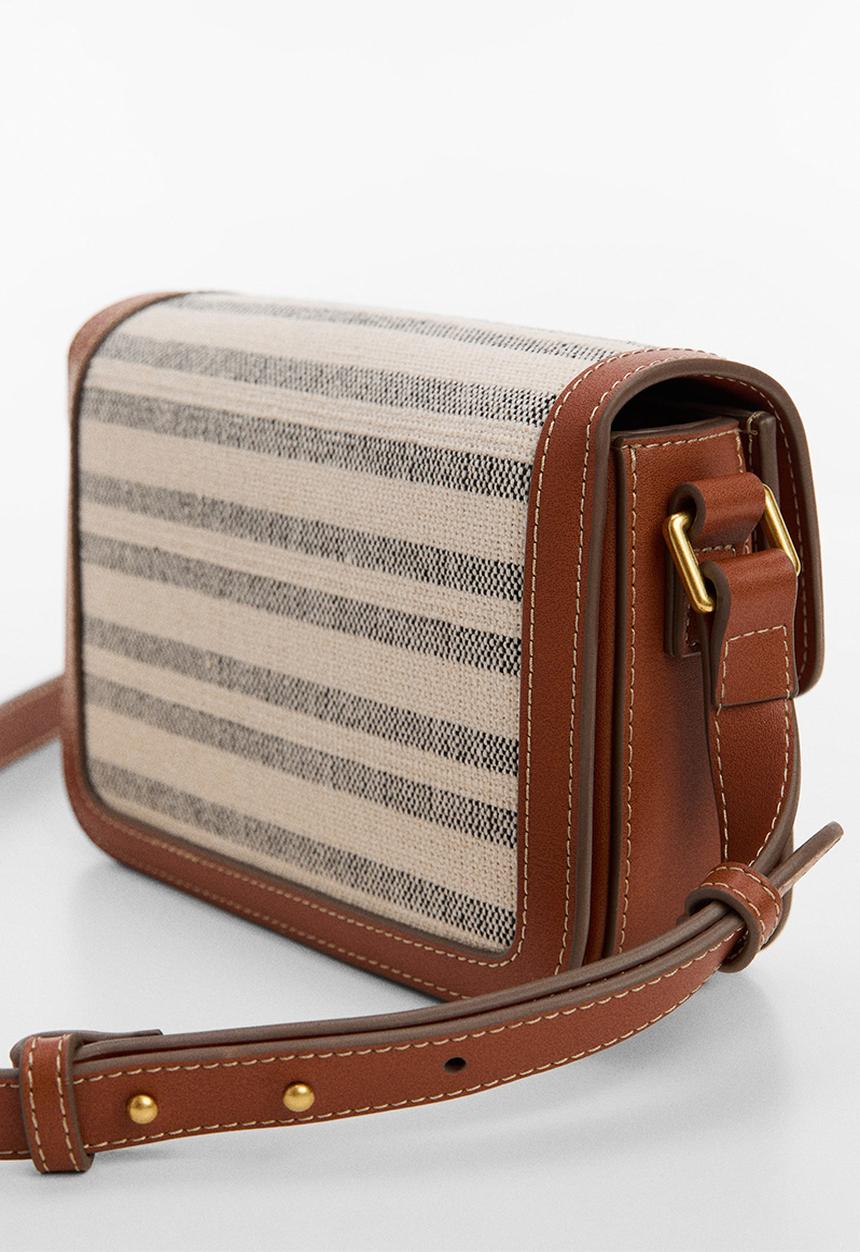 MANGO - Bag stripes - medium brown