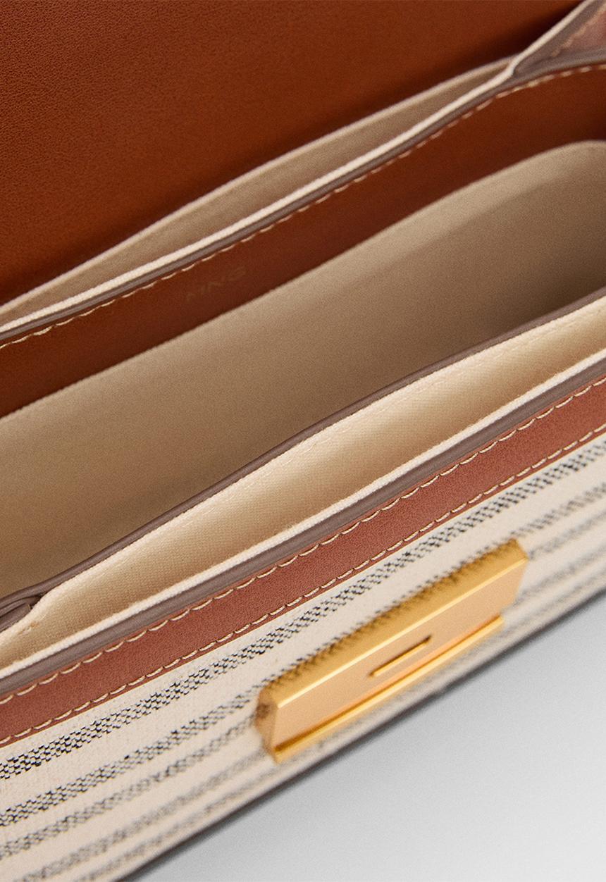 MANGO - Bag stripes - medium brown