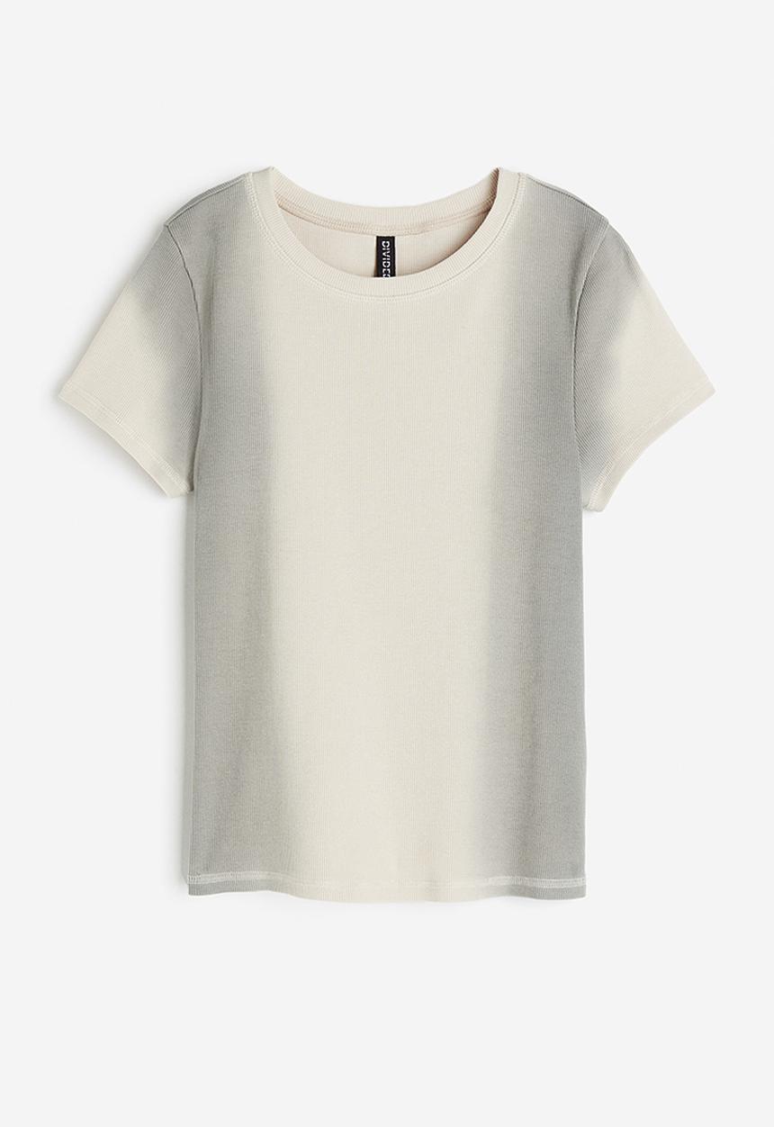 H&M - Fitted T-shirt - Light beige Tie-dye