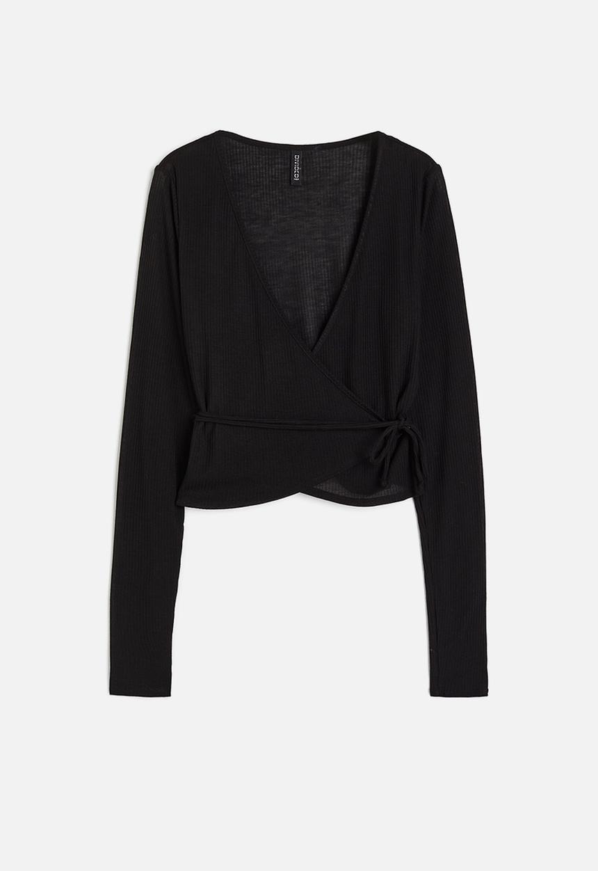 H&M - Sheer wrap top - black