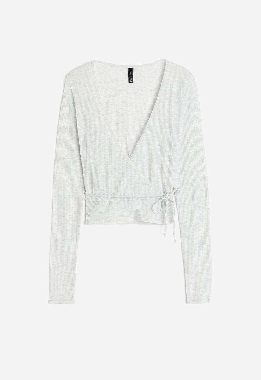 H&M - Sheer wrap top - Light grey marl
