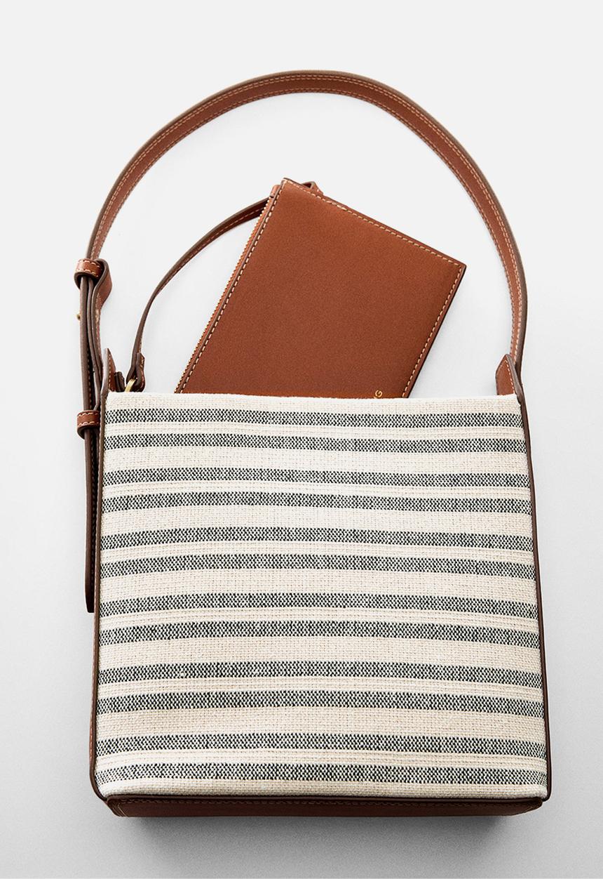MANGO - Bag stripes - brown