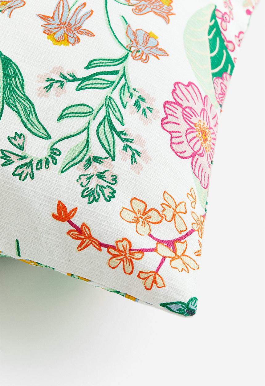 H&M - Patterned cushion cover - white floral 