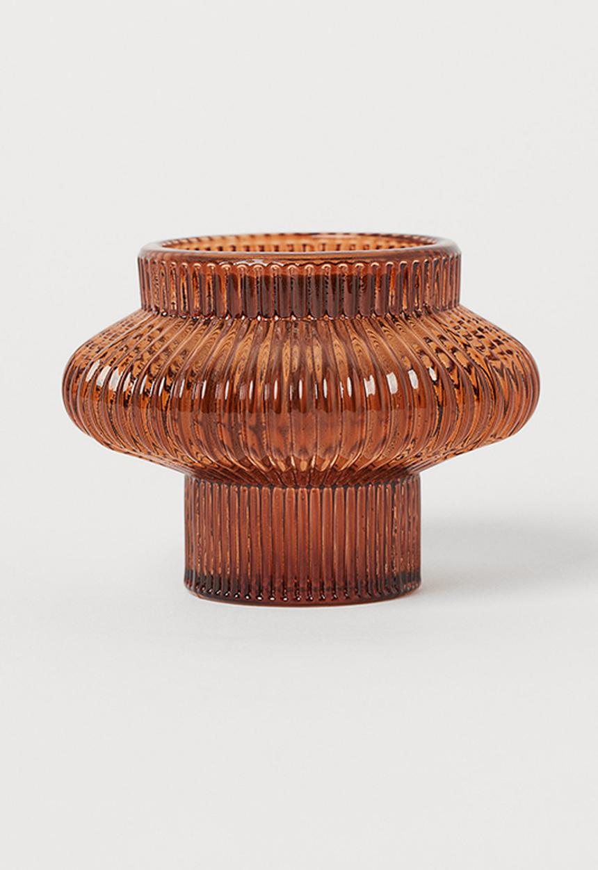 H&M - Glass candle lantern - brown
