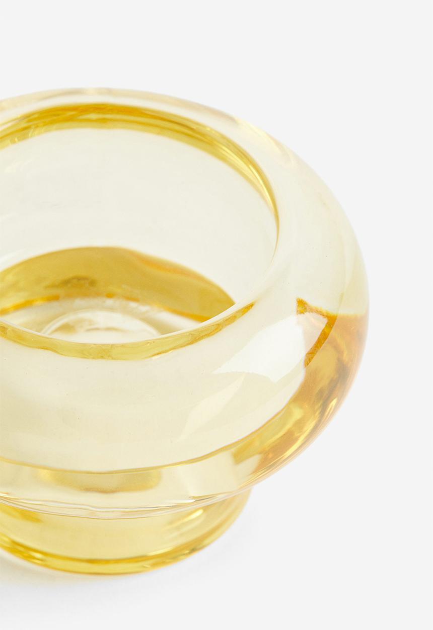 H&M - Glass candle holder - yellow