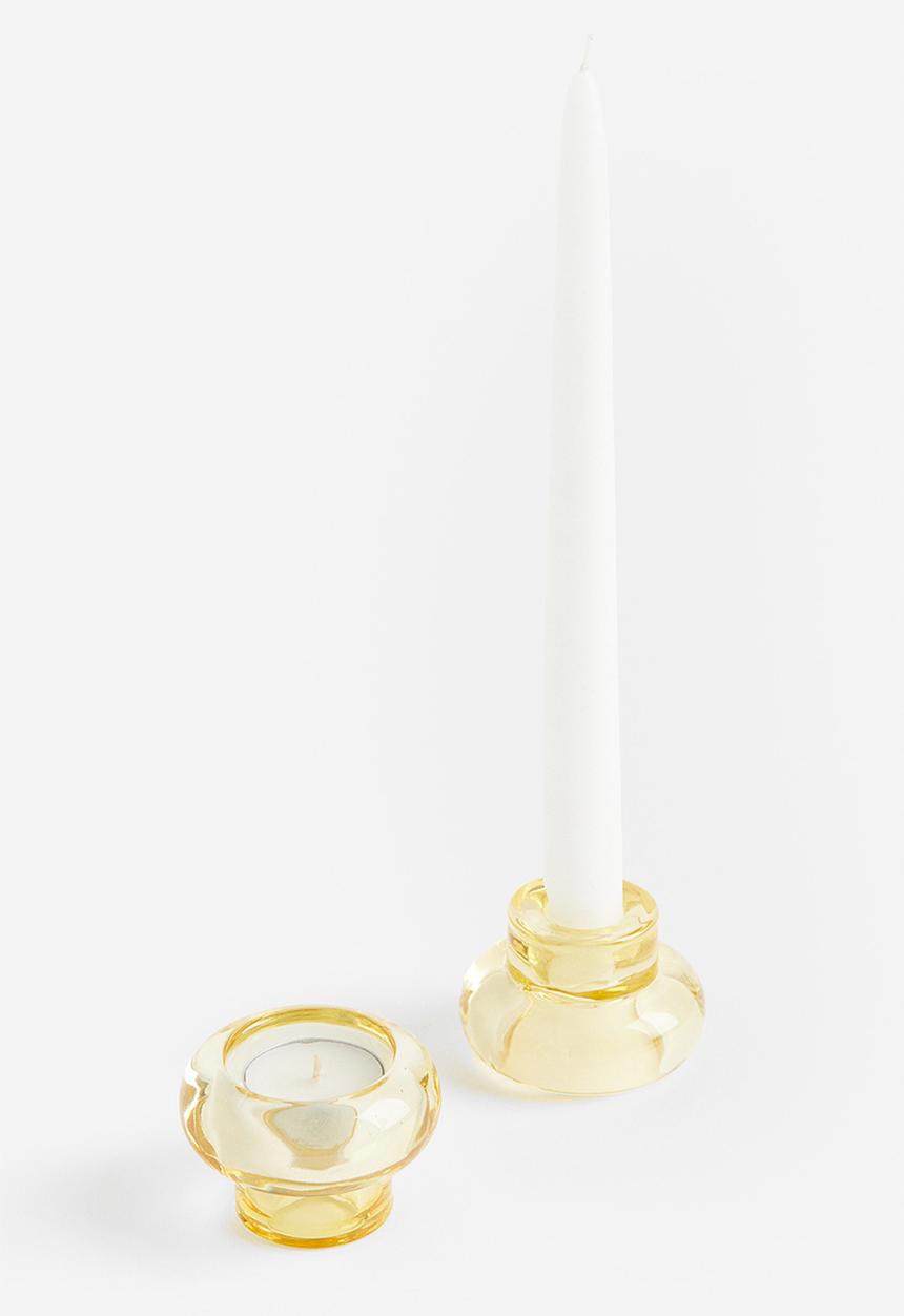 H&M - Glass candle holder - yellow