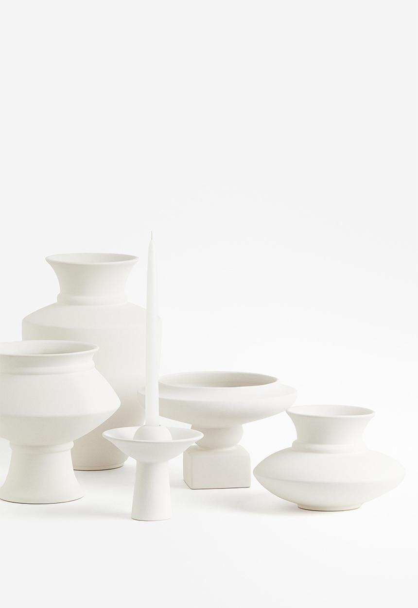 H&M - Stoneware pedestal bowl - white