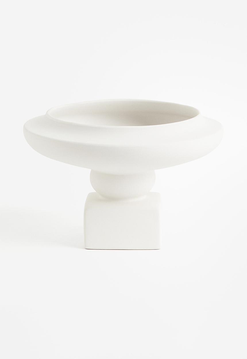 H&M - Stoneware pedestal bowl - white