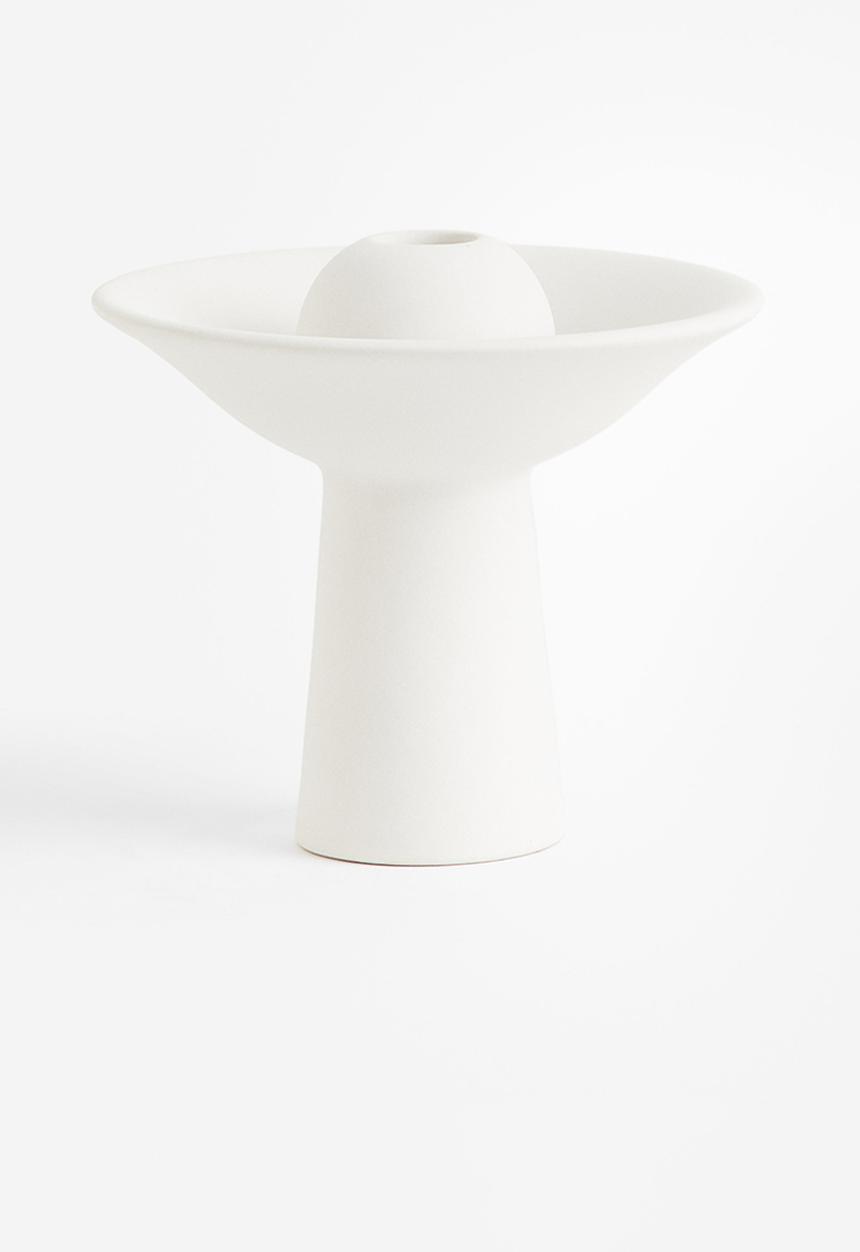 H&M - Stoneware candlestick - white