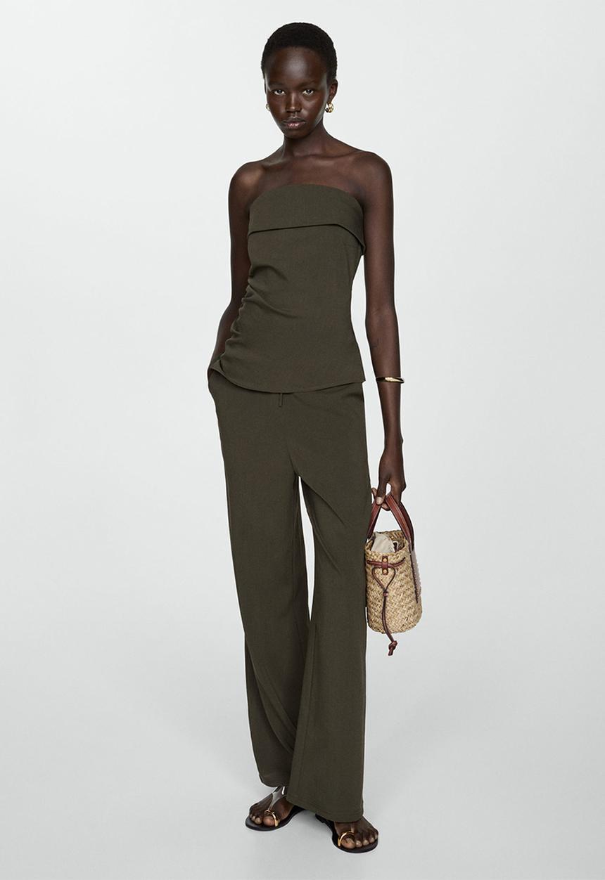 MANGO - Trousers Riga - Beige/Khaki