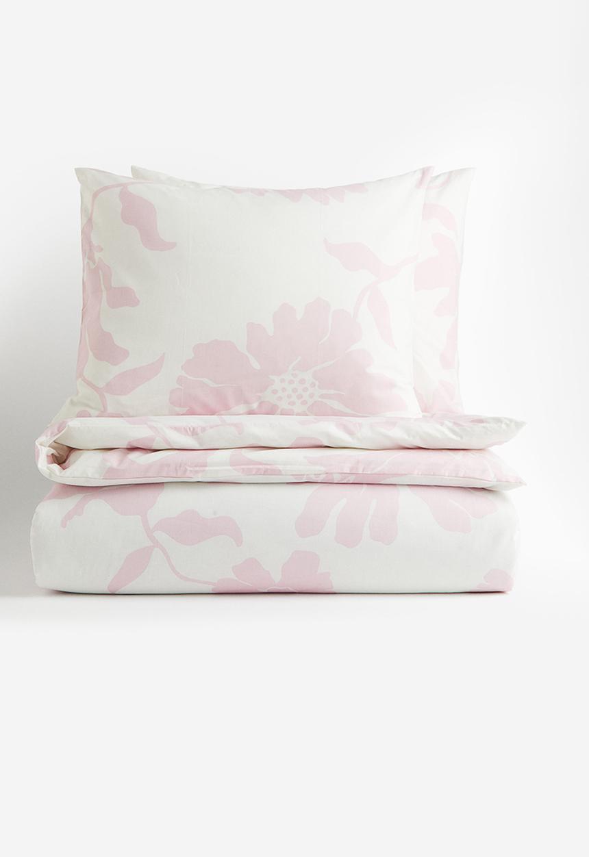 H&M - Floral double duvet cover set - pink