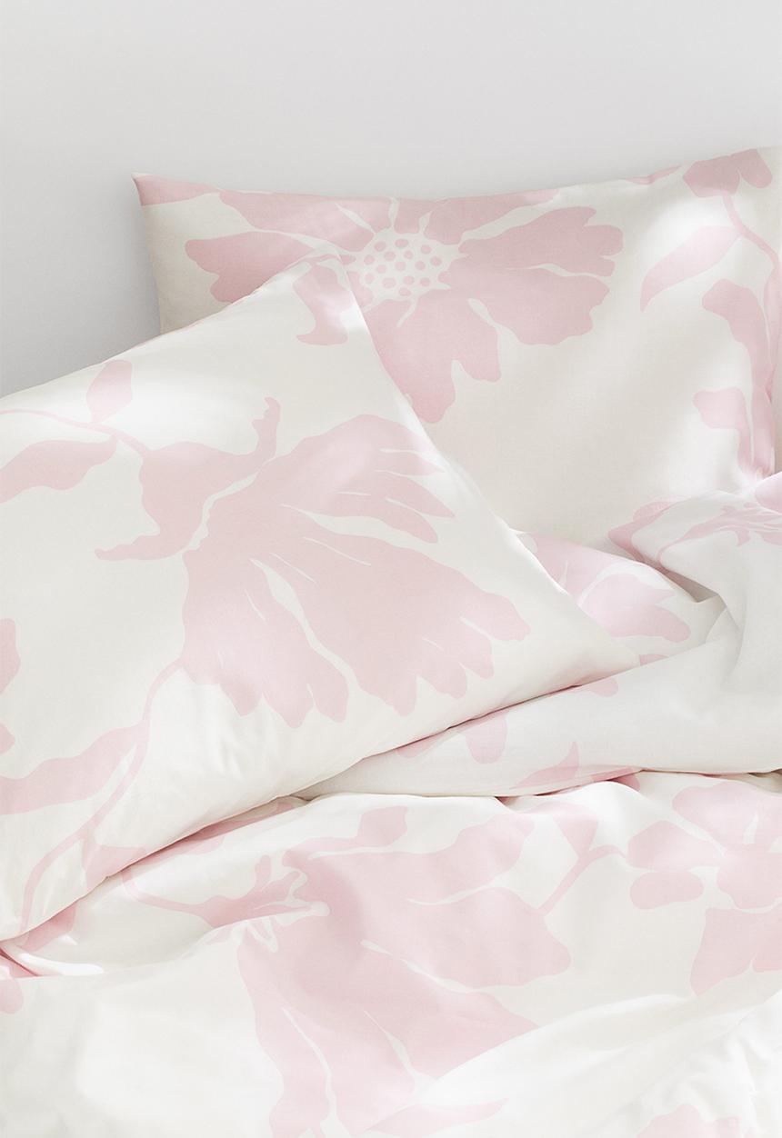 H&M - Floral double duvet cover set - pink