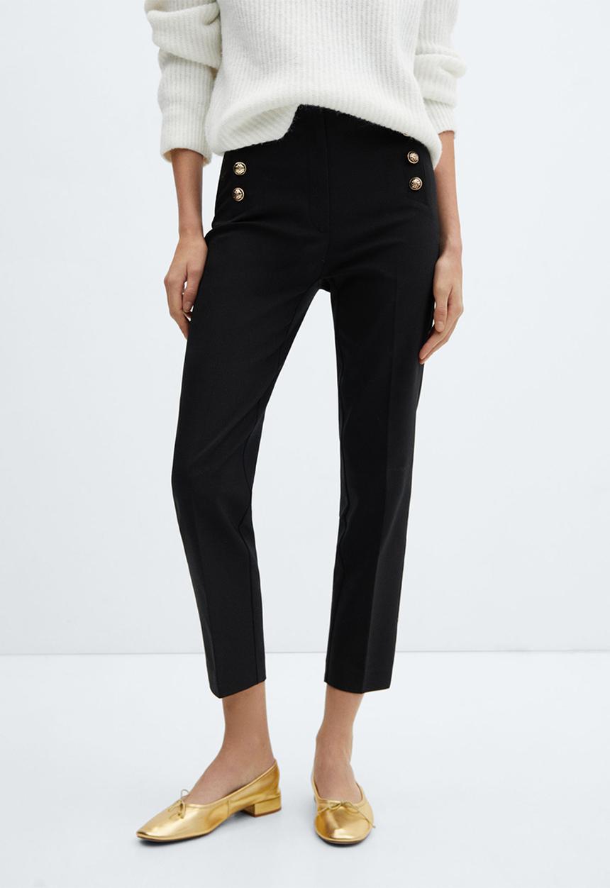 MANGO - Trousers Botones - Black