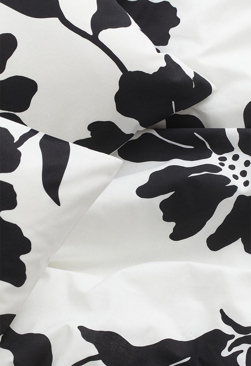 H&M - Floral double duvet cover set - white & black 