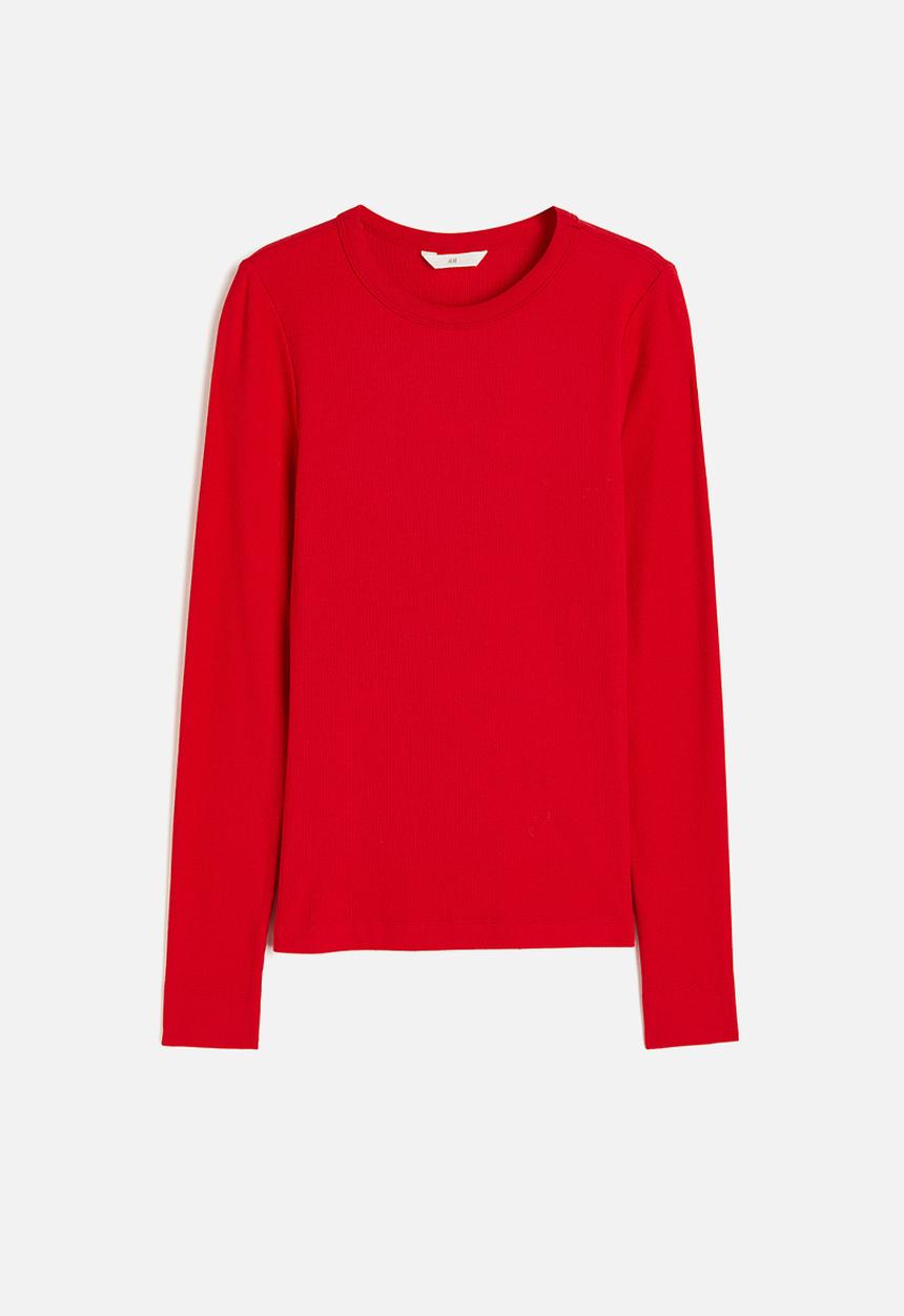 H&M - Ribbed modal-blend top - red