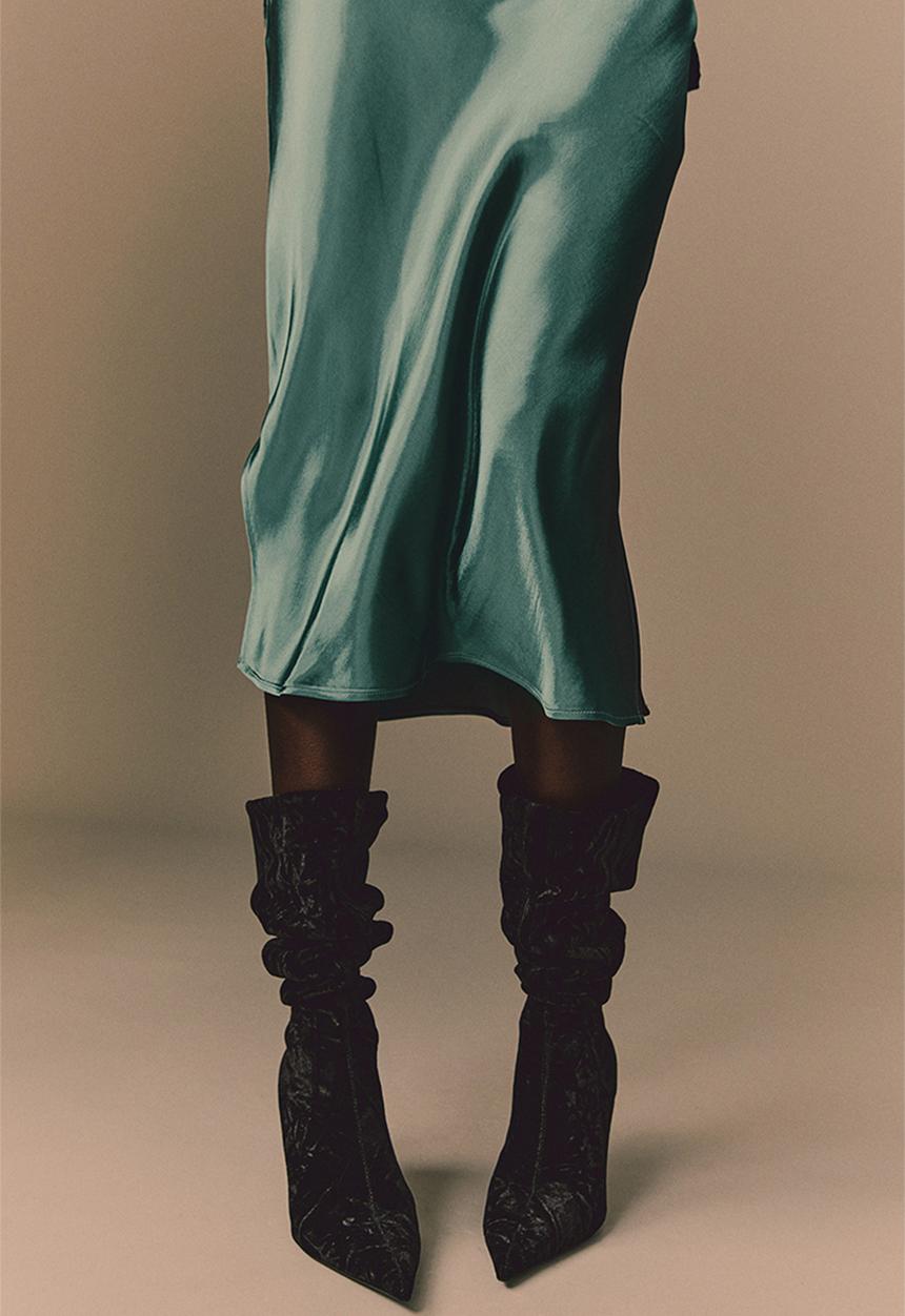 H&M - Satin skirt - teal 