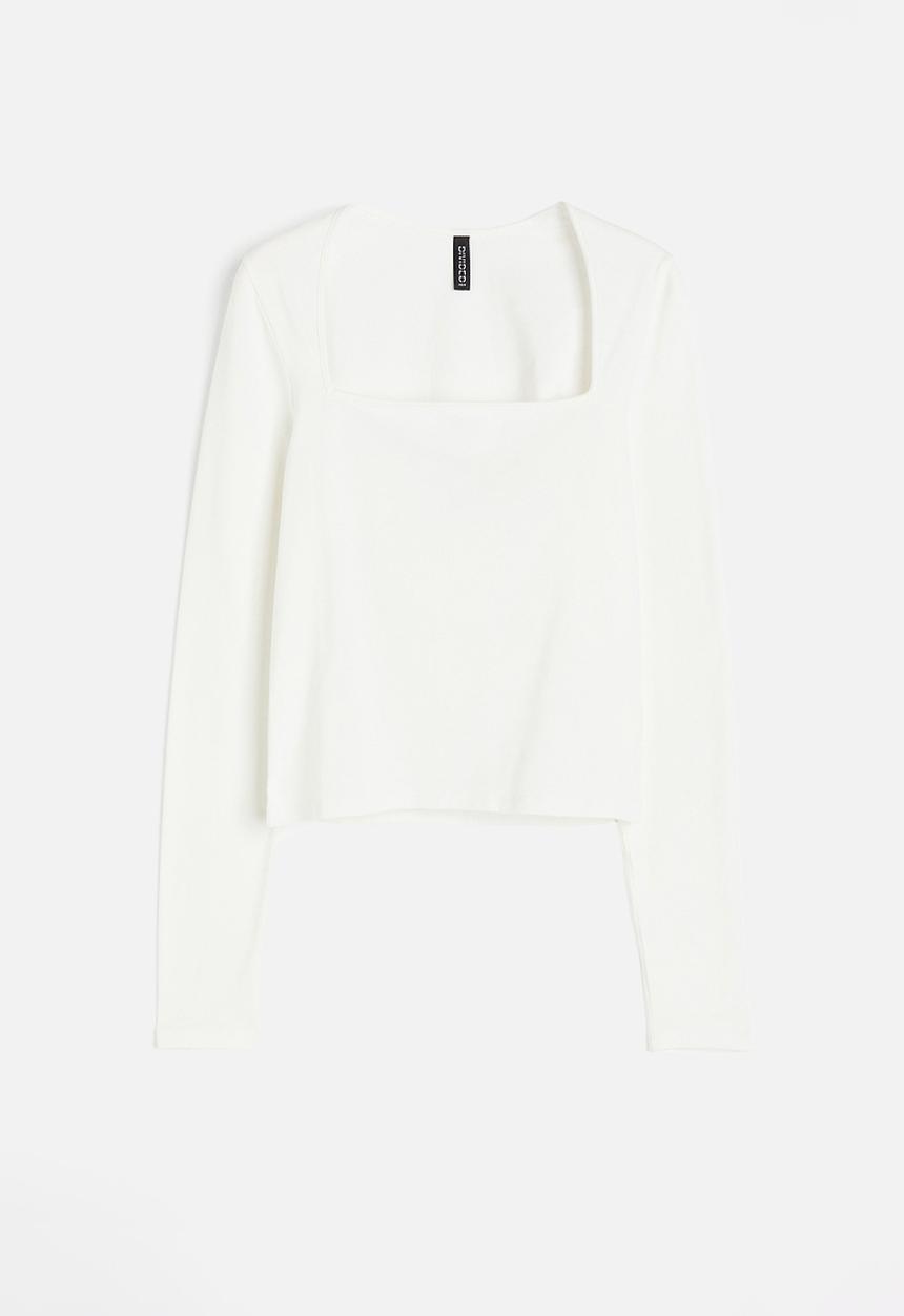 H&M - Square-neck jersey top - white