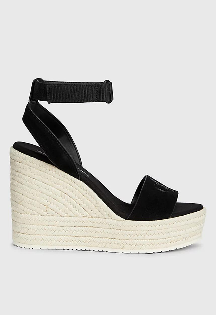 Calvin Klein - Espadrille leather wedge - black