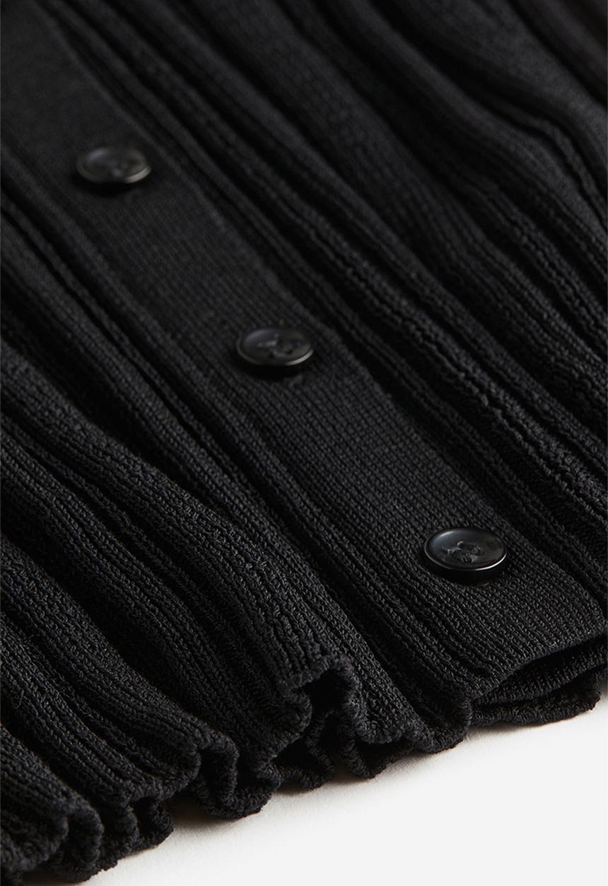 H&M - Rib-knit collared top - black