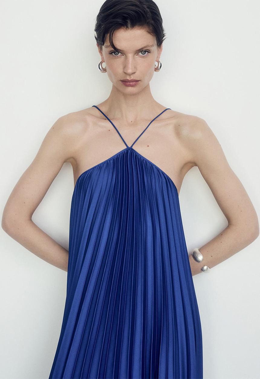 MANGO - Dress Susane - Medium Blue