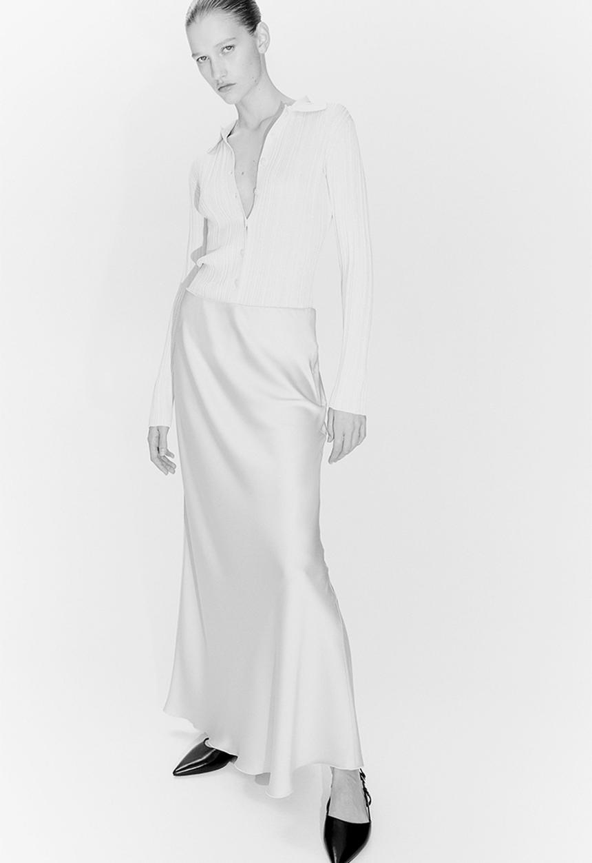 H&M - Rib-knit collared top - white