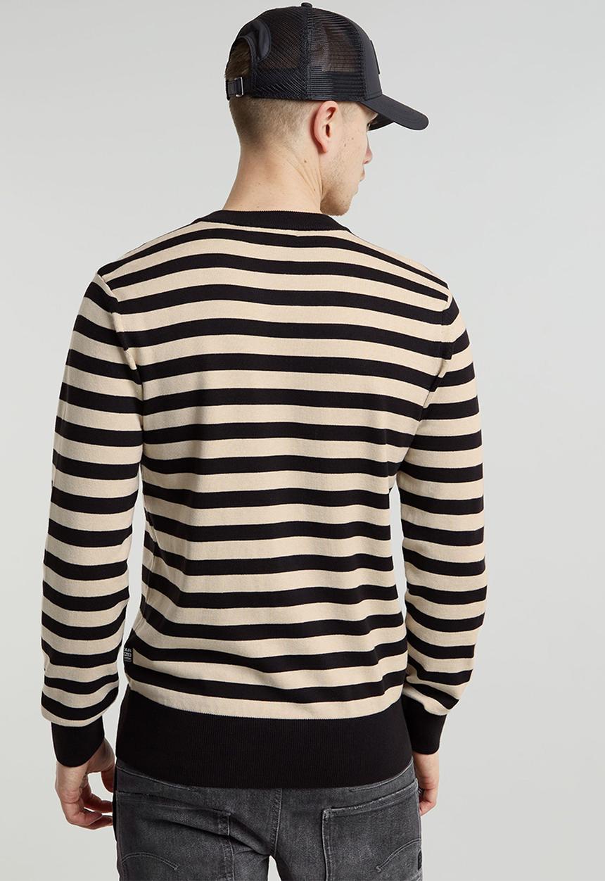 G-STAR - Stripe r knit - dk black/whitebait stripe