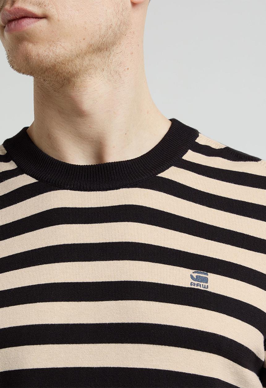 G-STAR - Stripe r knit - dk black/whitebait stripe