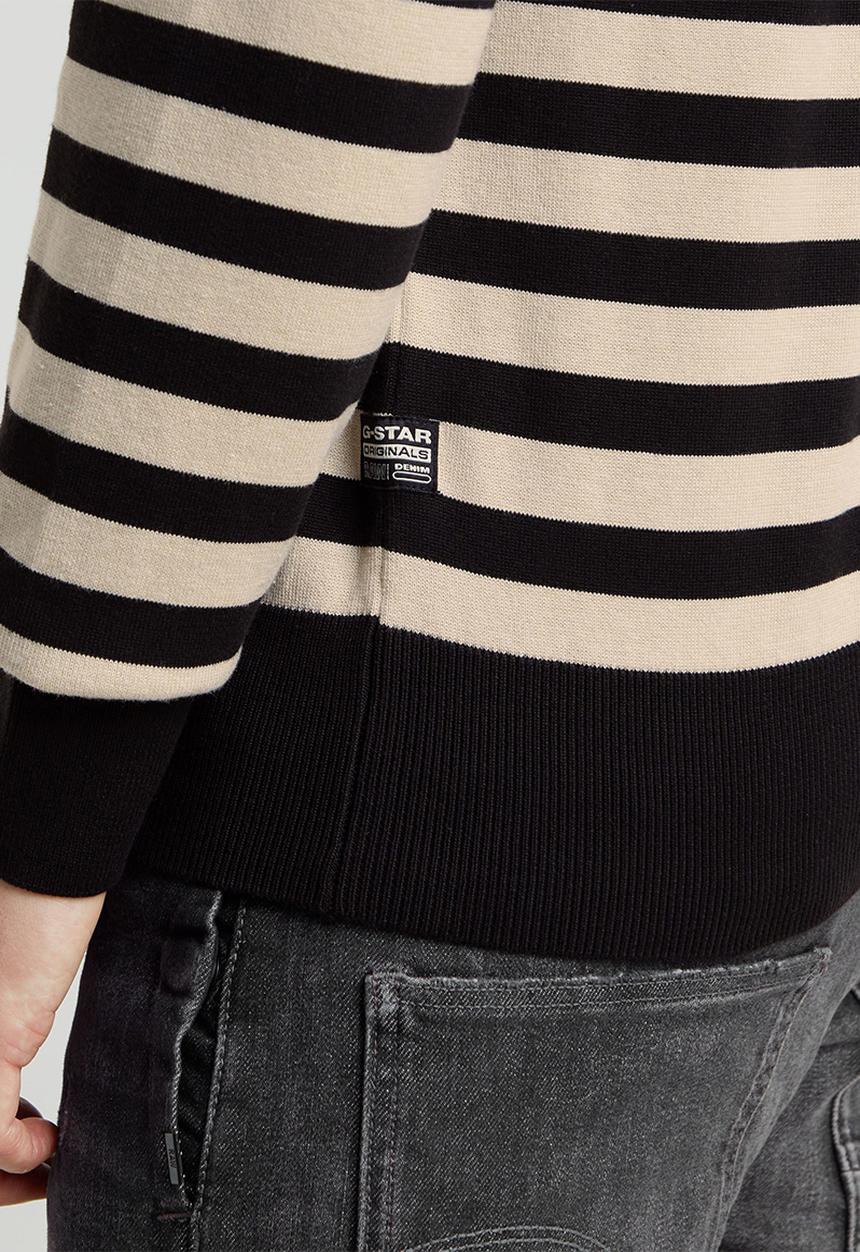 G-STAR - Stripe r knit - dk black/whitebait stripe