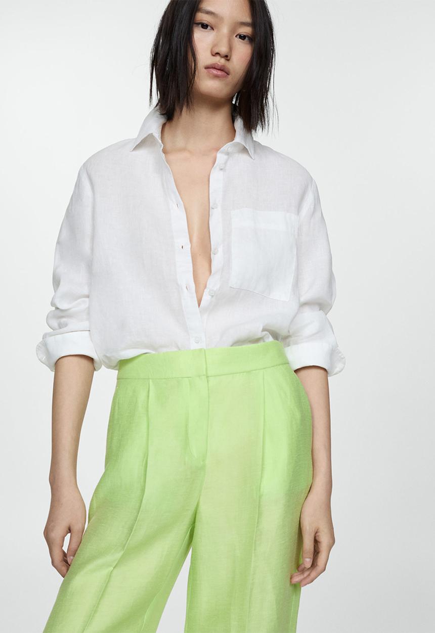 MANGO - Trousers Lime - lime
